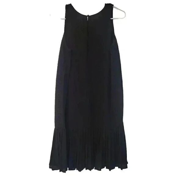Freeway Women's Black Poly Georgette Beaded Pleated Drop Waist Sleeveless Lined - Picture 9 of 12